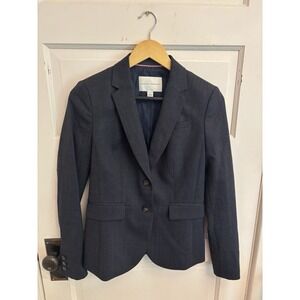 Banana Republic Women's Navy Blue Two Button Wool Blend Suit Lined Jacket Size 2